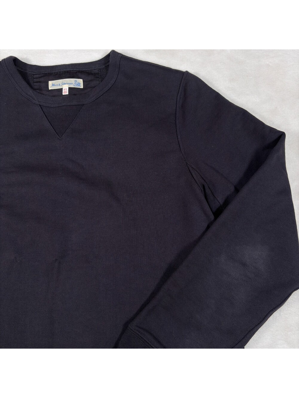Merz b. Schwanen 6/L Black Crewneck Sweatshirt Made In Germany - Picture 2 of 14